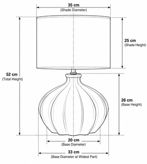 Lotus Table Lamp - Pattern A - Dark - dimensions