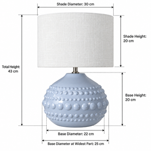 Pebble Table Lamp - Baby Blue - Circular - dimensions