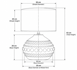 Pebble Table Lamp - Mint Green - Circular - dimensions