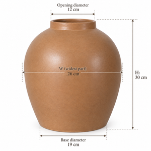 Cove Matte Vase - Caramel Tan - dimensions