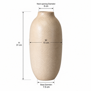 Medium Pottery Vase - Cream - dimensions