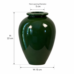 Small Glossy Vase - Olive Green - dimensions