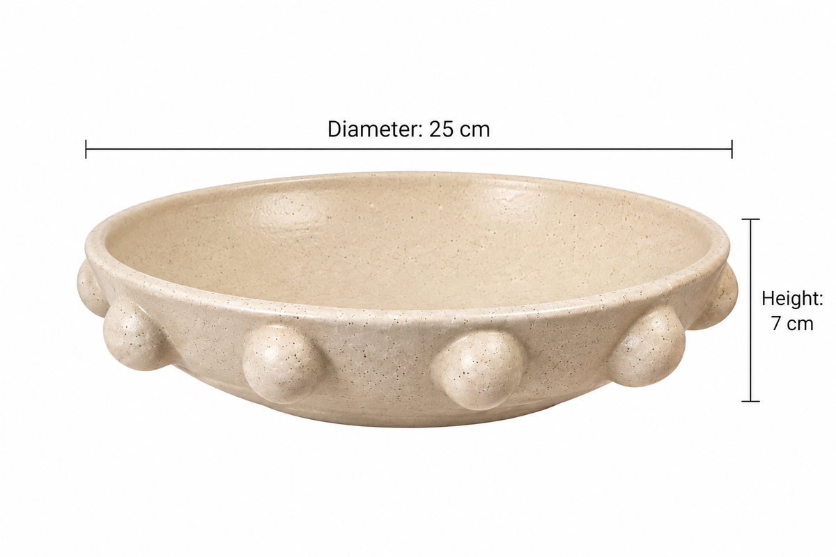 Beaded Bowl - Beige - dimensions