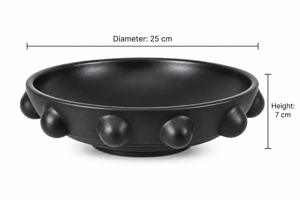 Beaded Bowl - Dark Charcoal - dimensions
