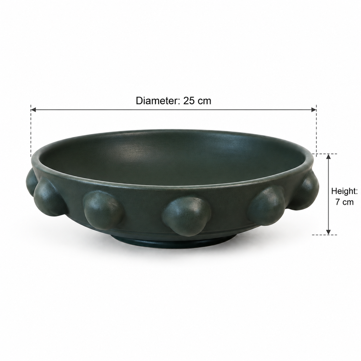 Beaded Bowl - Olive Green - dimensions