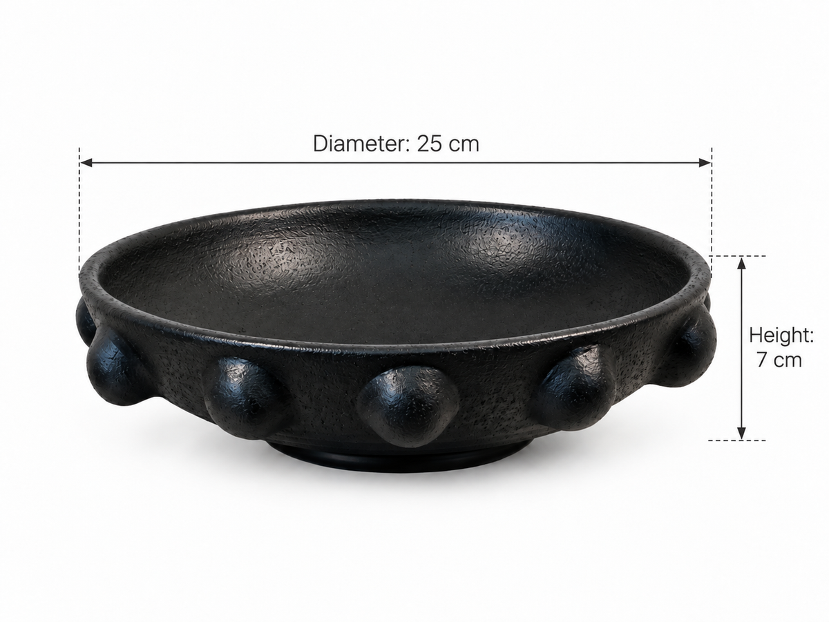 Beaded Bowl - Textured Black - dimensions