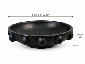 Beaded Bowl - Textured Black - dimensions
