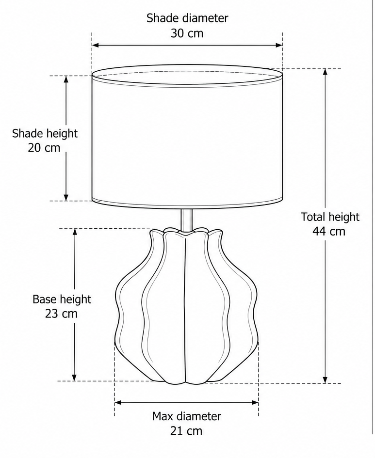 Bloom Table Lamp - Cafe - Circular - dimensions