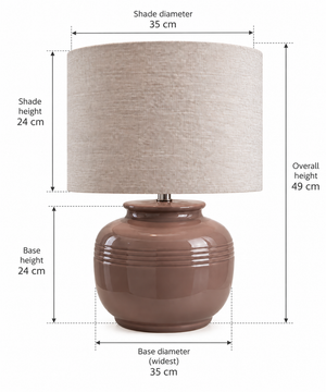 Dune Table Lamp - Taupe - Plain Beige - dimensions