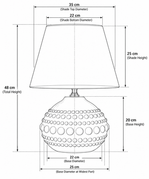 Pebble Table Lamp - Mint Green - Conical - dimensions
