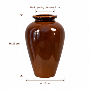 Medium Glossy Vase - Deep Caramel - dimensions