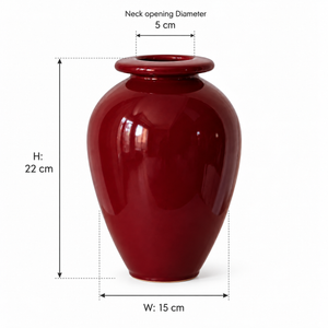 Small Glossy Vase - Burgundy - dimensions