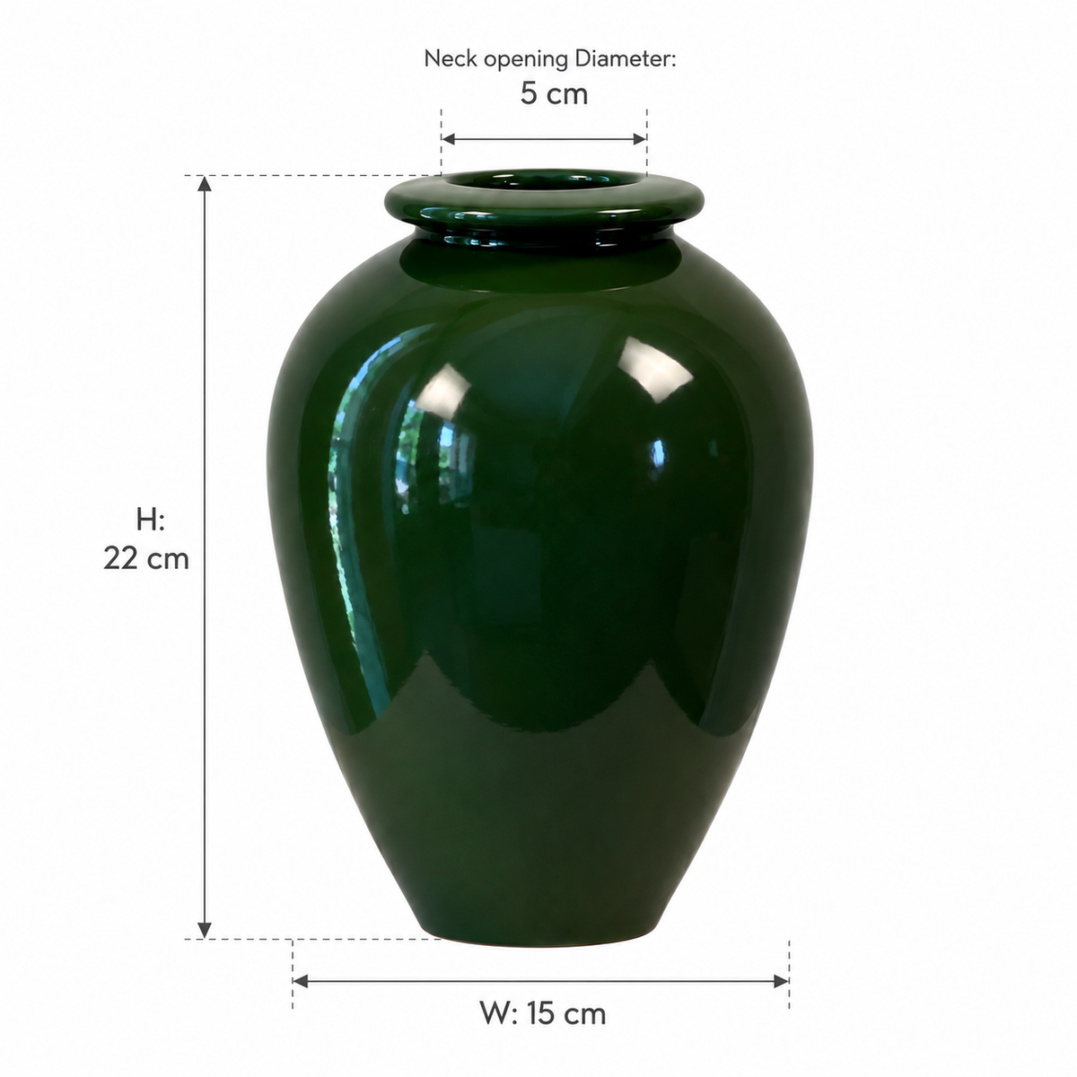 Small Glossy Vase - Olive Green - dimensions