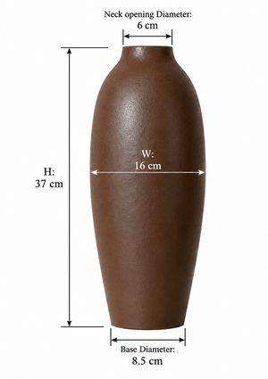 Tall Pottery Vase - Brown - dimensions